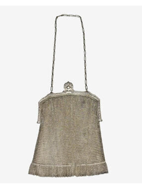 Antique Early 1900's Whiting & Davis Silver Tone Mesh Wrist Coin Purse Bag